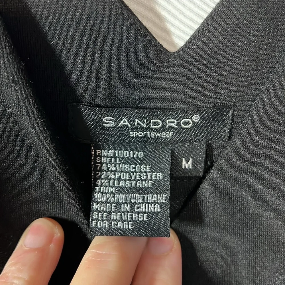 SANDRO Sportswear Black Sleeveless V-Neck Mini Dress - Picture 5 of 5